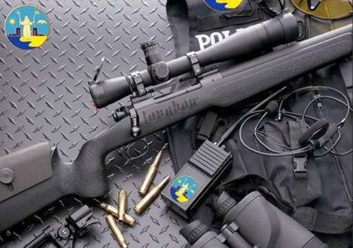 Police Gear with LongBow Tactical Rifle